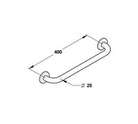 Barre droite 400 mm, inox chromé (sans vis) Diamètre 25 mm - - 60577