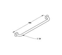 Barre droite 600 mm, inox chromé (sans vis) Diamètre 25 mm - -60577