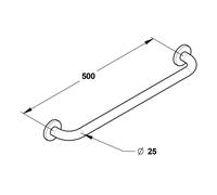 Barre droite, inox chromé (sans vis) Diamètre 25 mm - PRESTO