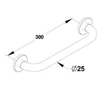 Barre droite, inox chromé (sans vis) Diamètre 25 mm - PRESTO