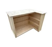 Barre en bois en forme de L pour jardin et maison intérieur/extérieur Cocktail et Gin Bar Man Cave Bar personnalisable/vernis 140 x 80 x 102 cm.