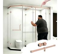 Barre Fixation Paroi Douche Barre de Support Anti-oscillation avec Joint à 360°, Barres de Renfort pour Paroi de Douche en Verre de Longueur Personnalisable, Tige de Support(Rose Gold,155cm/61in)