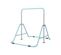 HomCom Barre de gymnastique enfant pliable – Hauteur réglable 4 niveaux 88 à 128 cm acier bleu ciel