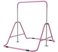 HOMCOM Barre Fixe de Gymnastique pour Enfants Pliante - Hauteur réglable de 88 à 128 cm - avec Base Triangulaire en Acier - Rose