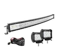 Barre led Incurvée 107cm 42'' 540W + 2pcs Phares de Travail 18W + Faisceau de Câblage Rampe 12V 24V Étanche Projecteur 4x4 Camion Tracteur Quad Bateau