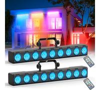 Barre LED RGBW Wallwasher, Rtktoup 9 x 6W Jeux de Lumiere Soiree Professionnel Lampe Disco Lumiere Ambiance D'éclairage de Scène avec dmx Contrôle pour DJ Discothèque Fete Effets, 2 pièce