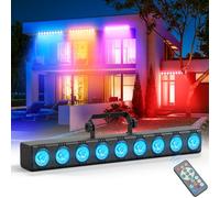Barre LED RGBW Wallwasher, Rtktoup 9 x 6W Jeux de Lumiere Soiree Professionnel Lampe Disco Lumiere Ambiance D'éclairage de Scène avec dmx Contrôle pour DJ Discothèque Fete Effets, 1 pièce