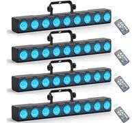 Barre LED RGBW Wallwasher, Rtktoup 9 x 6W Jeux de Lumiere Soiree Professionnel Lampe Disco Lumiere Ambiance D'éclairage de Scène avec dmx Contrôle pour DJ Discothèque Fete Effets, 4 pièce