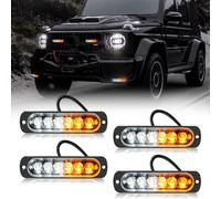 Barre Led Voiture, 12-30V 6led Clignotant Stroboscopique Barre De Feux De Frein Led, Blanc Et Ambre Balise Clignotante De SéCurité, 16 ModèLes De Les Voyants D’Avertissement De SéCurité, Paquet De 4