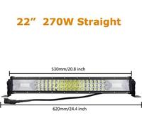 Barre lumineuse à LED, faisceau combiné de spot et de projecteur, compatibilité véhicule polyvalente, 22in 270W sans fil