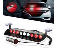 Barre lumineuse d'avertissement à LED, 9 led 12V perles lumineuses super lumineuses avec ventouse Flash d'avertissement d'urgence pour les pare-brise intérieurs avant et arrière (rouge et blanc)