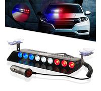 Barre lumineuse d'avertissement à LED, perles lumineuses super lumineuses 12 V 9 W avec ventouse Flash d'avertissement d'urgence pour les pare-brise intérieurs avant et arrière (rouge/blanc/bleu)