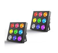 Barre lumineuse DJ, Lot de 2 projecteurs LED COB Matrix 9 x 12 W RGBW DMX à 9 yeux for DJ, concert, fête, mariage, discothèque, danse