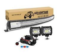 Barre Lumineuse LED de Travail Incurvé, SKYWORLD 52 Pouces 132cm 675W Rampe Barre LED 4x4 avec 12V câblage kit, 2 x 4 Pouces 10cm 60W Feux Phare de Travail pour Offroad Voiture camions ATV Tracteur