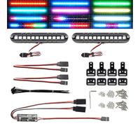 Barre lumineuse LED RC pour toit, phare arrière, kit de feux de pare-chocs compatible avec Traxxas RC Car Truck Crawler Tamiya Losi HPI Rustler Axial Police Lights (100 mm 2 barres)