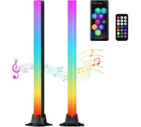 Barre Lumineuse Led Rvb Intelligente Améliorée De 42 Cm,Lumière De Rythme De Synchronisation Musicale Activée Par La Voix Avec Application Et Télécommande,Pour Pc,Tv,Fête (Lot De 2 Noirs)
