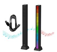 Barre lumineuse Music Rhythm, lumières LED RVB multicolores, lampe d'ambiance musicale, 32 bandes lumineuses LED avec 18 modes de couleur, pour salle de jeux, PC, TV, voiture