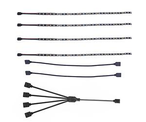 Barre lumineuse RVB pour PC, ampoules LED pour éclairage de boîtier compatibles avec ASUS Aura SYNC, ASROCK Aura RGB Gigabyte Plus de 12 V 4 broches en-tête vers M/B 4 bandes