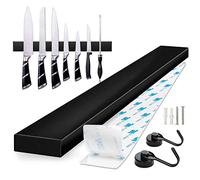 Barre magnétique autocollante en acier inoxydable pour couteaux de cuisine Aimant Couteau Mural pour Les Couteaux, Les Ustensiles et Les Outils - 40 cm - Avec ruban adhésif 3M Noir