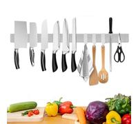Barre magnétique Trhillsbrad de 60 cm - Porte-couteaux magnétique avec 3 crochets en acier inoxydable - Barre à couteaux autocollante - Argenté - Sans perçage