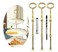Barre métallique Mittellochausstech 2 à 3 étages pour gâteau de Mariage Etagere Porte-gâteaux Porte-gâteaux Ovale (Dorée, 3 pièces)