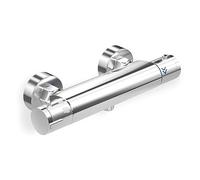 Barre mitigeur thermostatique à levier unique pour baignoire, douche, robinet anti-brûlure, mélangeur d'eau chaude et froide, contrôle de la température constante pour salle de bain - Chrome