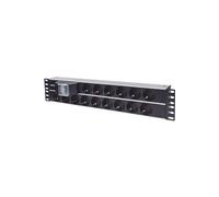 Intellinet 714051 unité de distribution d'énergie 15 sortie(s) CA 2U Aluminium, Noir