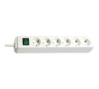 Barre multiprise Brennenstuhl Eco Line 6 prises avec interrupteur et adaptateur câble 3m - Blanc