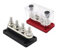 Barre Omnibus 300 A 3/8 "Bloc de Distribution d'énergie de Courant Robuste 48 V 4X M10 Conception de Module Goujons terminaux jonction de Batterie(Red M10)