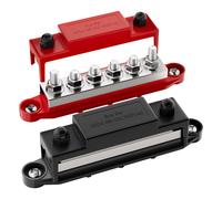 Barre omnibus 400A bloc de distribution d'énergie 12V 6 x 5/16 "(M8) goujons terminaux barre omnibus marine 12 volts positive et négative pour bateau Red and Black