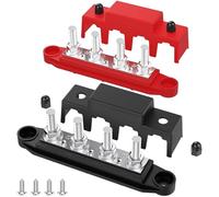 Barre omnibus Barre omnibus marine 12V 250A, bloc de distribution d'énergie, jonction à 4 poteaux, bornier barre batterie en cuivre automobile M8 M10(Red M10)