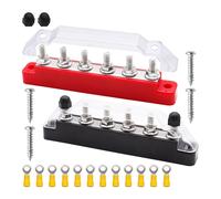 Barre Omnibus De Batterie 6 X 1/4 Pouces (M6) Goujons Borne Bloc Distribution D'alimentation 12 V Avec Couvercle Et Bornes À Anneau, Max 300 Ac