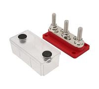 Barre Omnibus de Bloc de Distribution D'énergie avec Couvercle, Bornier de Distribution D'énergie 12-48 V, 3 Goujons de Borne M10, 4 Vis de Borne M4, pour Voitures, Camions (Rouge)