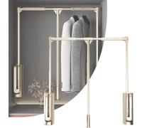 Barre Penderie Escamotable À Charge 30 Kg, Porte-Manteau Réglable, Tringle À Vêtements Pour Garde-Robe, Largeur Ajustable 89-121 Cm Avec Mécanisme De Tirage Et Retour-A||S