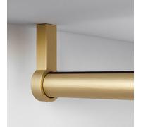 Barre Penderie Support de Tringle à Vêtements en Or Brossé, Porte-vêtements pour Placard à Montage au Plafond/au Mur, Rail de Suspension en Tube Rond Découpable pour Magasin de Vêtements, Vestiaires(3