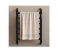 Barre porte-serviettes chauffante en acier inoxydable noir - Fixation murale avec fil gauche à température constante avec minuteur - Séchoir à serviettes de qualité supérieure pour le confort de la