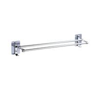 Barre Porte-serviettes Murale 40-60 Cm, 2 Barres, Sans Perçage, Support En Aluminium Argenté, Crochet, Accessoires De Salle De Bain(40CM)