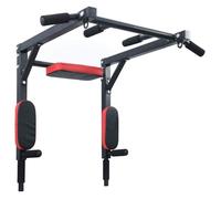 Barre pour traction - dip station Vidaxl Station de tractions et dips Noir et Rouge 89 x 59 x 70 cm