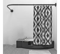 Barre Rideau Douche INOX Tringle Rideau Douche Extensible sans Percage Angle Baignoire PôLes De Rideau en Forme De L,Pour Salle De Bain, Magasin De VêTements, (Size:B 70-95cm x 90-130cm,Color:Noir)