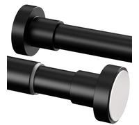 Barre Rideau Douche sans Percage Penderie Tringle Extensible Barre Autobloquante en Acier Inoxydable pour Salle de Bain, Placard, Fenêtre (69-90 cm, Φ25 mm, Noir)