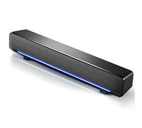 Barre Son 5w PC Bureau, USB Enceintes Soundbar Filaire Portable avec Entrée 3,5 mm Home Cinéma Bass Surround Music Player Soundbar pour PC, Tablette, Smartphones(Noir)