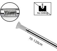 Barre télescopique Fiqops en acier inoxydable,Barre de rideau de douche sans perçage,Barre de tension, réglable par rotation, maintien sûr,comme barre de douche, barre de penderie(70 à 120 cm)