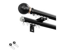 Barre transversale Double réglable en Aluminium Robuste - 5,6 m fixée au Mur avec Rails coulissants Silencieux, idéale pour Les cloisons de Salon et d'hôtel, Noire (1,5-8 m).