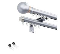 Barre transversale Double réglable en Aluminium Robuste de 5,2 mètres - Rail Coulissant Silencieux fixé au Mur, Convient aux Salons, aux cloisons d'hôtel et à la décoration intérieure - Gris