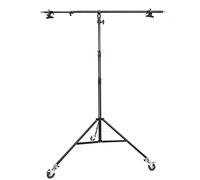 Barre Transversale Télescopique Support de Lumière Photo Studio Kit, Support D'éclairage Pliable 300cm et Girafe Trépieds 180cm avec roulettes Pivotantes pour Lampe Réflecteurs Parapluies Fonds Photo