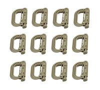 Barreaux de mains de bain, 12X Carabiner quickdraw D ring Clip Molle Webbing strap Outdoor Backpack Buckle Snap Lock Camp Shackle Bag Tactical hanging hook(12x Tan)