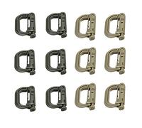 Barreaux de mains de bain, 12X Carabiner quickdraw D ring Clip Molle Webbing strap Outdoor Backpack Buckle Snap Lock Camp Shackle Bag Tactical hanging hook(Armygreen Tan Each 6)