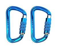 Barreaux de mains de bain, 30KN Rock Climbing Auto Locking Carabiner Blue D-shaped Master karabiner Hook For Climbing Caving Mountaineering Arborist Tree(2 Piece)