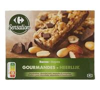 Barres Céréales Gourmandes Cacahuète Chocolat Noir Amande Noisette - 4 barres de 35 g, format familial à partager, 140 g net - Lot de 3