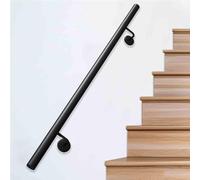 Barres d'appui de sécurité pour rampes d'escalier métalliques, noires rampes d'escalier murales en tube - Rampes pour escaliers intérieurs et extérieurs, kit de rampes avec supports et vis(30cm)